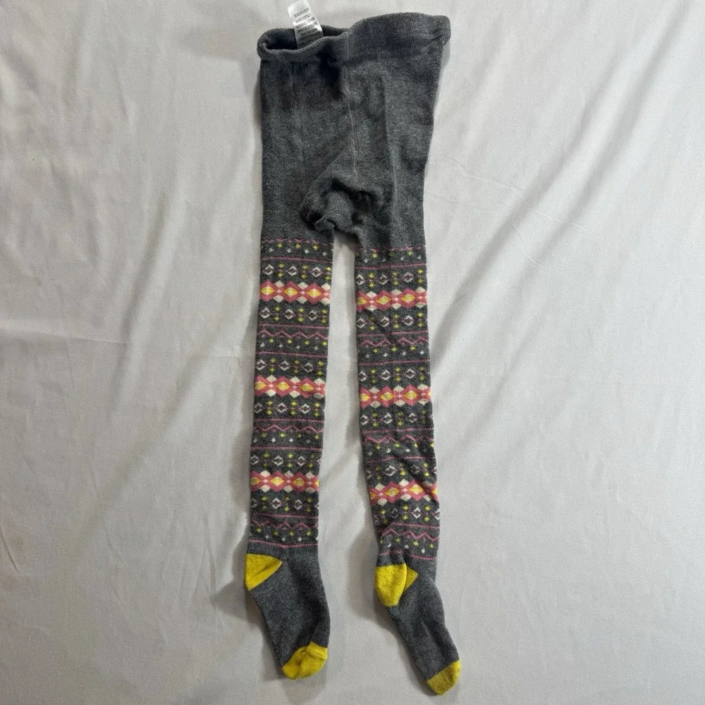 Carter's Girls Fair Isle Footed Tights Gray Pink Yellow 9-12 Months, 1 Pair